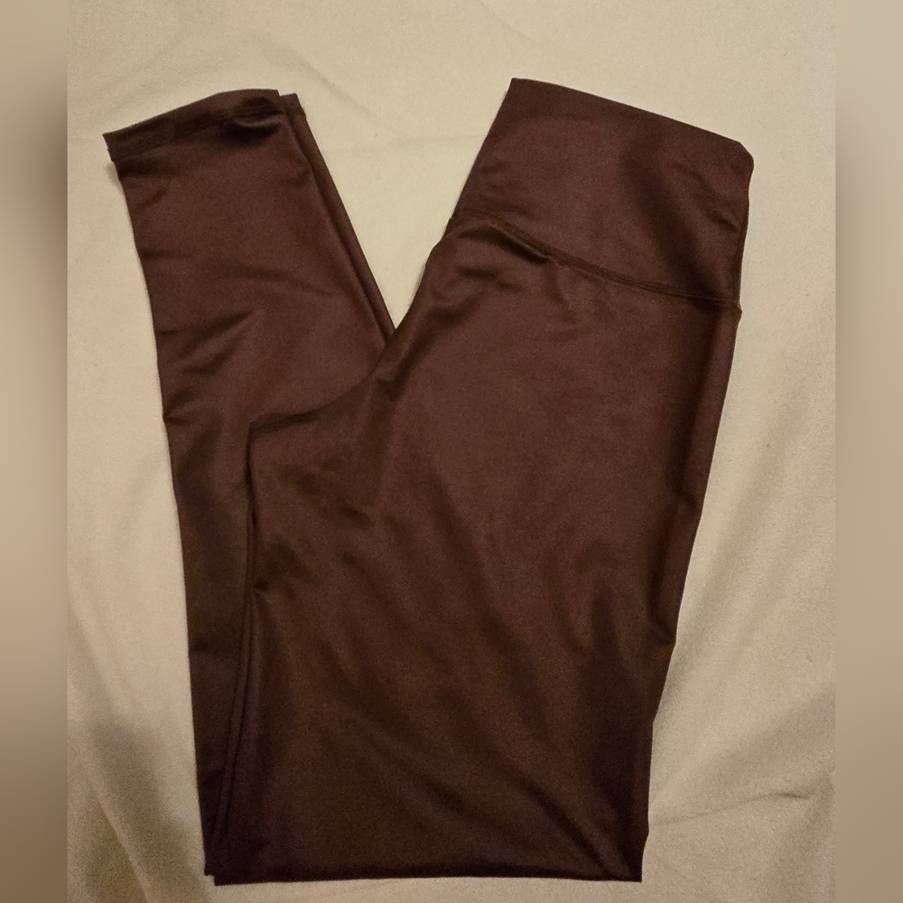 Aerie Womens XL Long Leggings Shiny  Brown Colored NWT